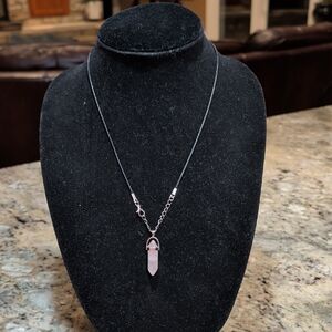 Elegant Silver Necklace with Pink Crystal Pendant